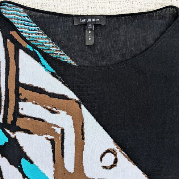 Lafayette 148 NY Women Multi-Colored 2/3 Sleeve Top 100% Cotton Blouse Size M - Picture 7 of 8